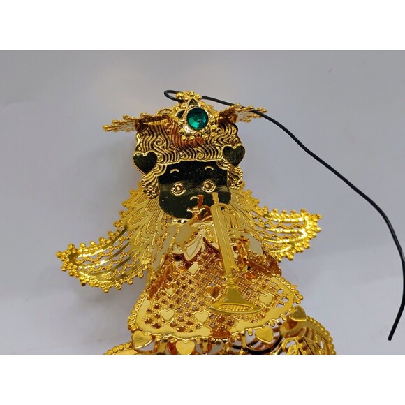 Lee Graves Gold Filigree May  Birthday Angel Christmas Ornament Figurine Emerald - Picture 3 of 7